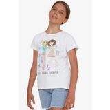 Breeze Ekru 8-12 Yaş Dostluk Temalı Kız Çocuk T-shirt