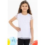 Breeze Ekru 8-14 Çiçek Nakışlı Yaş Kız Çocuk T-shirt