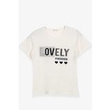 Breeze Ekru 9-16 Yaş Kız Çocuk Yazı Baskılı T-shirt