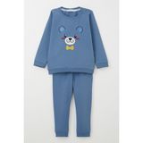 Breeze Erkek Bebek Eşofman Takım Mutlu Köpekçik Nakışlı 9 Ay-3 Yaş, Indigo - İndigo