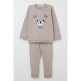 Breeze Erkek Bebek Eşofman Takım Mutlu Köpekçik Nakışlı 9 Ay-3 Yaş, Vizon - 2 Yaş