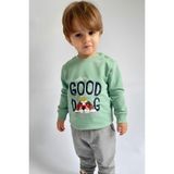 Breeze Erkek Bebek Eşofman Takım Sevimli Kral Köpekçik Nakışlı 6 Ay-2 Yaş, Mint Yeşili - 1 Yaş
