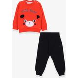 Breeze Erkek Bebek Eşofman Takımı Ayıcıklı Nakışlı Turuncu (9 Ay-3 Yaş) - 1 Yaş