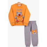 Breeze Erkek Bebek Eşofman Takımı Ayılı Nakışlı 9 Ay-3 Yaş, Hardal Sarı