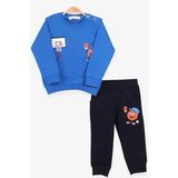 Breeze Erkek Bebek Eşofman Takımı Baskılı 9 Ay-3 Yaş, Saks Mavisi