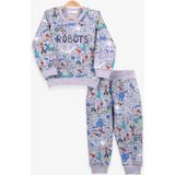 Breeze Erkek Bebek Eşofman Takımı Baskılı Desenli Gri (6 Ay-2 Yaş) - 1 Yaş