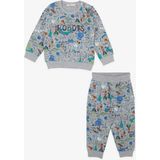 Breeze Erkek Bebek Eşofman Takımı Baskılı Desenli Gri (6 Ay-2 Yaş) - 9 Ay