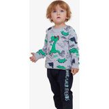 Breeze Erkek Bebek Eşofman Takımı Dinozor Baskılı 9 Ay-3 Yaş, Gri - 1 Yaş