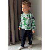 Breeze Erkek Bebek Eşofman Takımı Dinozor Baskılı 9 Ay-3 Yaş, Su Yeşili - 1 Yaş