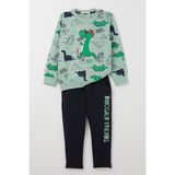 Breeze Erkek Bebek Eşofman Takımı Dinozor Baskılı 9 Ay-3 Yaş, Su Yeşili - 1 Yaş
