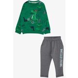 Breeze Erkek Bebek Eşofman Takımı Dinozor Baskılı 9 Ay-3 Yaş, Yeşil
