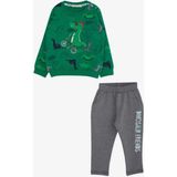 Breeze Erkek Bebek Eşofman Takımı Dinozor Baskılı Yeşil (9 Ay-3 Yaş) - 1 Yaş