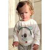 Breeze Erkek Bebek Eşofman Takımı Kulaklıklı Köpekçik Nakışlı 9 Ay-3 Yaş, Beyaz - 1,5 Yaş