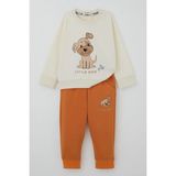 Breeze Erkek Bebek Eşofman Takımı Sevimli Köpekçik Baskılı 6 Ay-2 Yaş, Krem - 1,5 Yaş