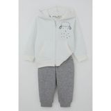 Breeze Erkek Bebek Eşofman Takımı Sevimli Kuzucuk Baskılı 6 Ay-1.5 Yaş, Ekru - 1 Yaş