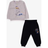 Breeze Erkek Bebek Eşofman Takımı Yarış Temalı Bej Melanj (9 Ay-3 Yaş) - 1 Yaş