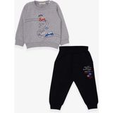 Breeze Erkek Bebek Eşofman Takımı Yarış Temalı Gri Melanj (9 Ay-3 Yaş) - 1 Yaş