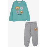 Breeze Erkek Bebek Eşofman Takımı Yüzü Hareketli 9 Ay-3 Yaş, Su Yeşili