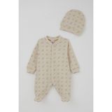 Breeze Erkek Bebek Patikli Tulum Desenli 0-6 Ay, Bej - 4 Ay