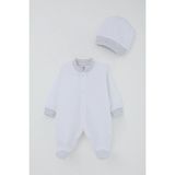 Breeze Erkek Bebek Patikli Tulum Nokta Desenli 0-6 Ay, Beyaz - 4 Ay