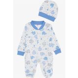BREEZE Erkek Bebek Patikli Tulum Sevimli Bebek Fil Desenli 0-3 Ay-6 Ay, Beyaz
