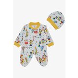 BREEZE Erkek Bebek Patikli Tulum Sirk Temalı 0-6 Ay, Beyaz