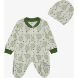 Breeze Erkek Bebek Patikli Tulum Spor Temalı Raket Desenli 0-6 Ay, Ekru - 4 Ay
