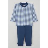 Breeze Erkek Bebek Pijama Takımı Ekose Desenli Önden Çıtçıtlı 4 Ay - 1 Yaş , Mavi
