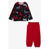 Breeze Erkek Bebek Pijama Takımı Geyik Desenli 9 Ay-3 Yaş, Siyah