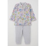 Breeze Erkek Bebek Pijama Takımı Hareketli Kedicik Desenli 4 Ay-1 Yaş, Gri Melanj