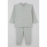 Breeze Erkek Bebek Pijama Takımı Mini Üçgenler Desenli Önden Çıtçıtlı 4 Ay-1 Yaş, Su Yeşili
