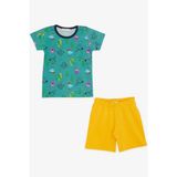 Breeze Erkek Bebek Pijama Takımı Neşeli Hayvanlar Alemi Dostluk Temalı 9 Ay-3 Yaş, Yeşil - 2 Yaş