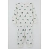 Breeze Erkek Bebek Pijama Takımı Omuzdan Patlı Macera Temalı Küçük Kaşif 4 Ay-1 Yaş, Ekru