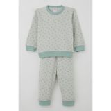 Breeze Erkek Bebek Pijama Takımı Omuzdan Patlı Mini Üçgenler Desenli 4 Ay-1 Yaş, Su Yeşili - 6 Ay