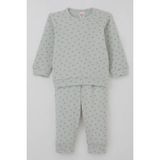 Breeze Erkek Bebek Pijama Takımı Omuzdan Patlı Minik Üçgenler Desenli 4 Ay-1 Yaş, Su Yeşili - 9 Ay