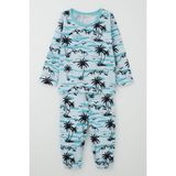 Breeze Erkek Bebek Pijama Takımı Palmiye Ağacı Desenli 9 Ay-3 Yaş, Açık Mavi