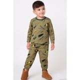 Breeze Erkek Bebek Pijama Takımı Renkli Fırça Vuruşu 9 Ay-3 Yaş, Haki Yeşil - 1 Yaş - Haki Yeşili
