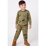 Breeze Erkek Bebek Pijama Takımı Renkli Fırça Vuruşu 9 Ay-3 Yaş, Haki Yeşil - Haki - Yeşil
