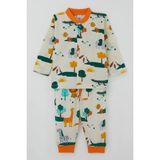 Breeze Erkek Bebek Pijama Takımı Safari Temalı Sevimli Hayvancıklar Desenli Önden Çıtçıtlı 4 Ay-1 Yaş, Sarı - 9 Ay