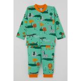 Breeze Erkek Bebek Pijama Takımı Safari Temalı Sevimli Hayvancıklar Desenli Önden Çıtçıtlı 4 Ay-1 Yaş, Yeşil - 9 Ay