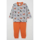 Breeze Erkek Bebek Pijama Takımı Sevimli Renkli Tilkicikler 4 Ay-1 Yaş, Gri