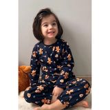 Breeze Erkek Bebek Pijama Takımı Yılbaşı Temalı Kurabiye Adam Desenli 9 Ay-3 Yaş, Lacivert - 2 Yaş