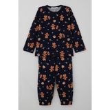 Breeze Erkek Bebek Pijama Takımı Yılbaşı Temalı Kurabiye Adam Desenli 9 Ay-3 Yaş, Lacivert