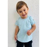 Breeze Erkek Bebek Tişört Cepli Kolları Düğme Akasesuarlı 9 Ay-3 Yaş, Açık Mavi-açık Mavi