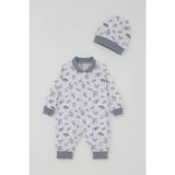 Breeze Erkek Bebek Tulum Uzay Temalı Minik Astronot Desenli 0-6 Ay, Beyaz - 4 Ay