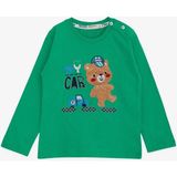 Breeze Erkek Bebek Uzun Kollu Tişört Ayıcık Baskılı Yazı Nakışlı 9 Ay-3 Yaş, Yeşil - 2 Yaş