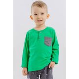 Breeze Erkek Bebek Uzun Kollu Tişört Cepli Düğmeli Armalı 9 Ay-3 Yaş, Yeşil - 1,5 Yaş