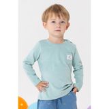 Breeze Erkek Bebek Uzun Kollu Tişört Cool Yazı Armalı Cepli 9 Ay-3 Yaş, Su Yeşili - 1,5 Yaş