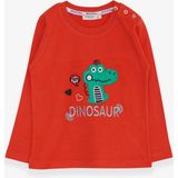 Breeze Erkek Bebek Uzun Kollu Tişört Dinozor Nakışlı 9 Ay-3 Yaş, Turuncu - 1,5 Yaş