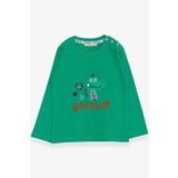 Breeze Erkek Bebek Uzun Kollu Tisort Dinozor Nakisli 9 Ay-3 Yas, Yesil